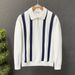 Monochrome Man- Cross-Border Hot-Selling Polo Shirt Turn-Down Collar Knitted Men's Half-Zip Striped Autumn Winter Sweater Export Factory_viptrois.com