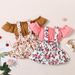Ins Popular Baby Girl Dress Small Floral Print Suspender Skirt Two Piece Set_viptrois.com