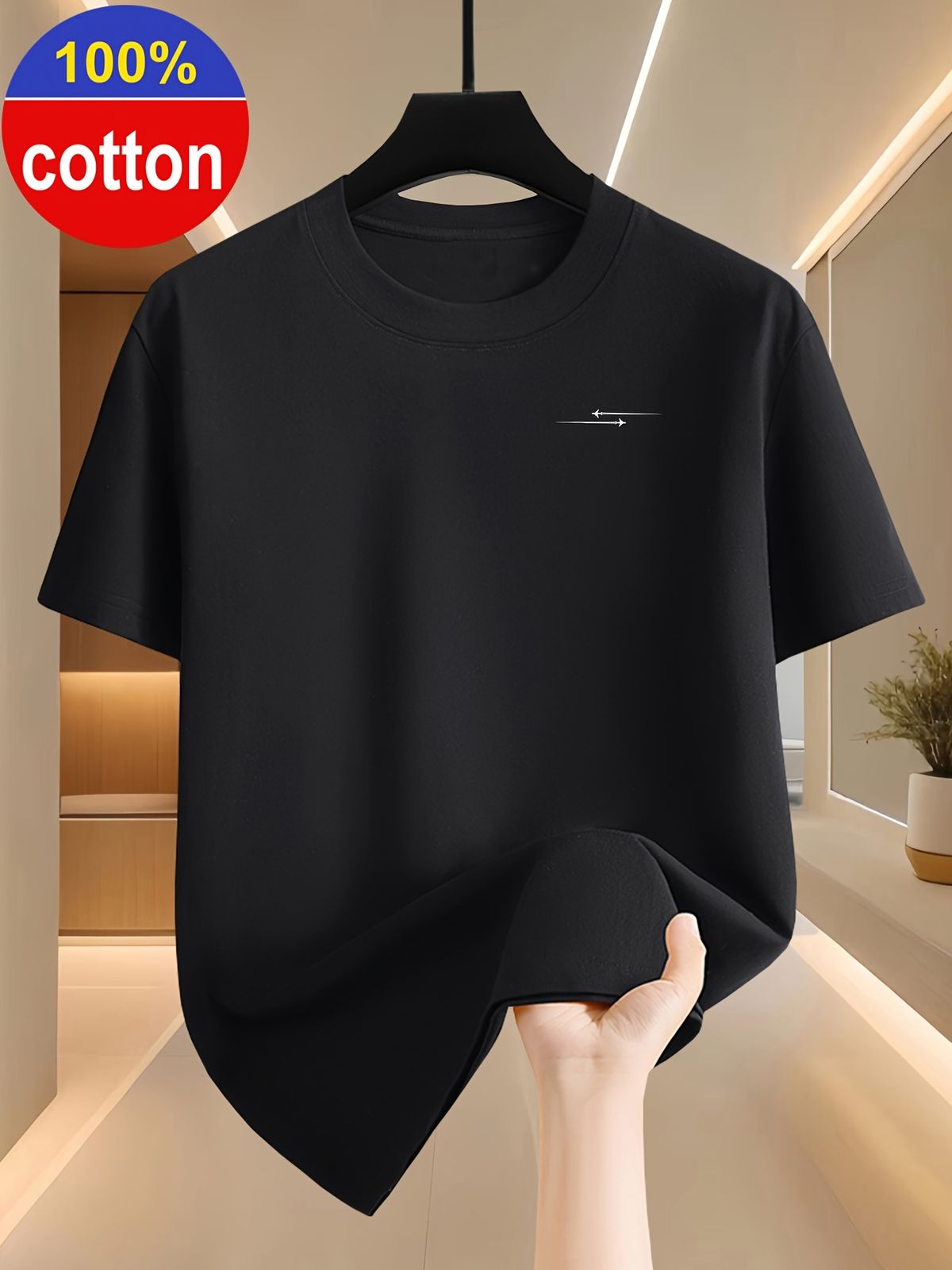 Maglietta Uomo 180G Cotone Stampa Piccolo Aereo, Morbida Traspirante Lavabile, Ideale Sport Outdoor, Tempo Libero E Viaggi Estivi_viptrois.com