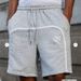 Men's Euro-American Style Side Stripe Shorts - Black Athletic Shorts With Star & B-Logo Embroidery, Drawstring Waistband, Loose Fit Casual Sportswear_viptrois.com
