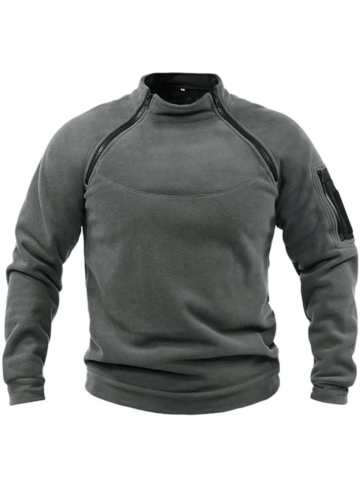 Men's Slim Fit Fleece Hoodie Winter Warm Stand Collar Long Sleeve Pullover Casual Streetwear Soft Coral Fleece Jacket_viptrois.com