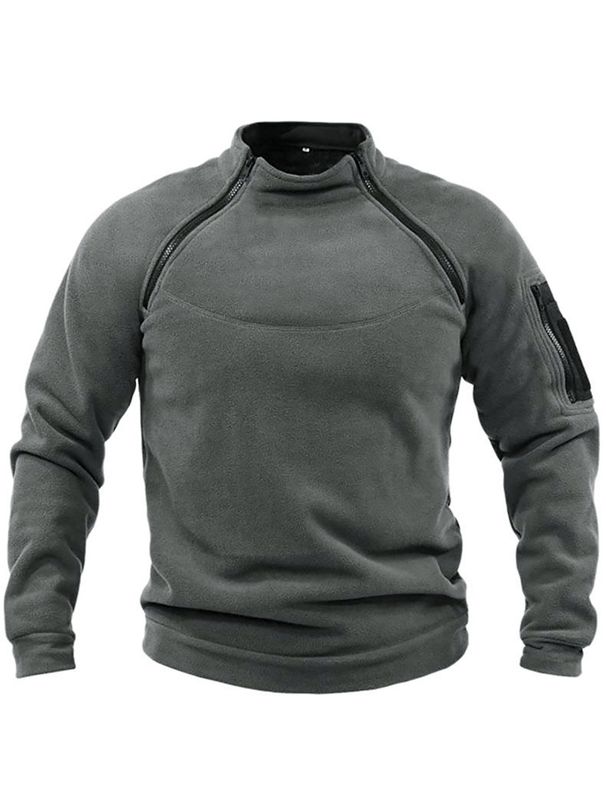 Men's Slim Fit Fleece Hoodie Winter Warm Stand Collar Long Sleeve Pullover Casual Streetwear Soft Coral Fleece Jacket_viptrois.com