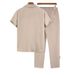 Men's Textured Checkered Short-Sleeve Shirt & Trousers Set – Summer Casual Two-Piece Outfit With Lapel Collar (S-XXL)_viptrois.com