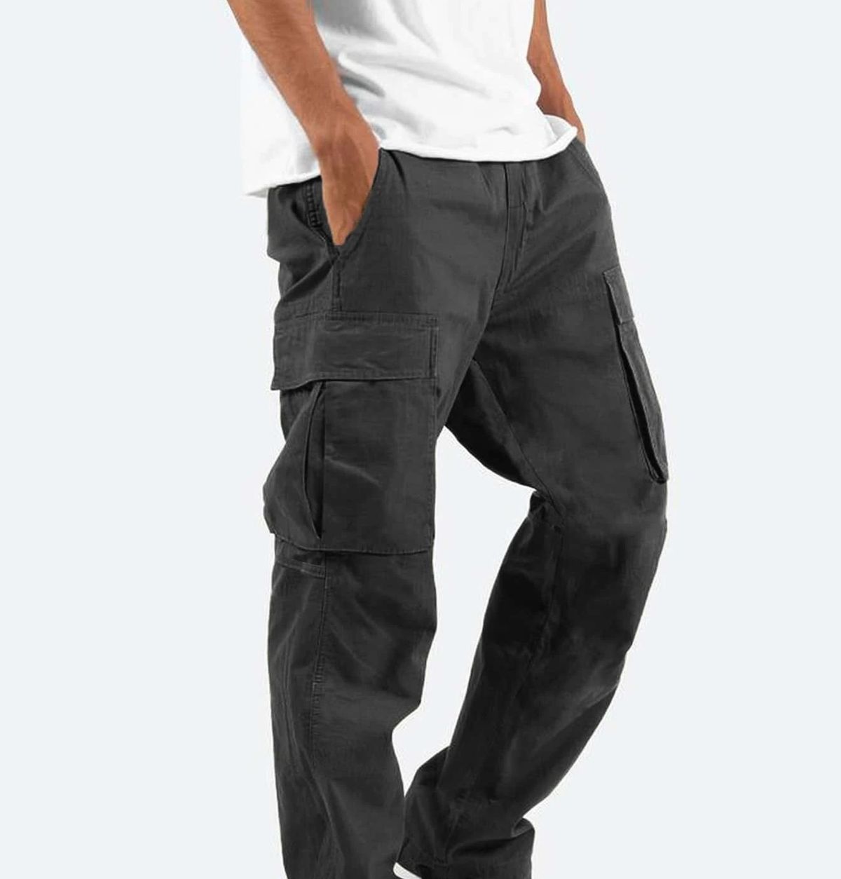Men's Casual Cargo Pants - Relaxed Fit Straight Leg Workwear Trousers For Outdoor & Daily Wear (Black, Navy, Khaki, Green, Gray)_viptrois.com