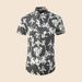 Men's Short Sleeve Cotton Shirt With Skull Digital Print - Slim Fit, Breathable & Stylish For Casual Wear_viptrois.com