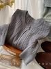 Casual Old Money Style Pony Embroidery Cable Knit Cardigan For Women Autumn Winter Early Spring Round Neck Sweater Coat_viptrois.com