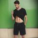 Summer Set Short Sleeve Shorts Two-Piece Color-Block Sports Casual Men's Wear_viptrois.com