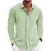 Men's Clothing Men's Long Sleeved T-Shirt Loose Sweatshirt Solid Color Cotton And Linen Blend Large Size Shirt For Comfortable Wear_viptrois.com