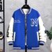 Men's Streetwear Baseball Jacket – Oversized Unisex Varsity Coat With Print & Ribbed Hem (S-3XL, Black/Blue/Green/White)_viptrois.com