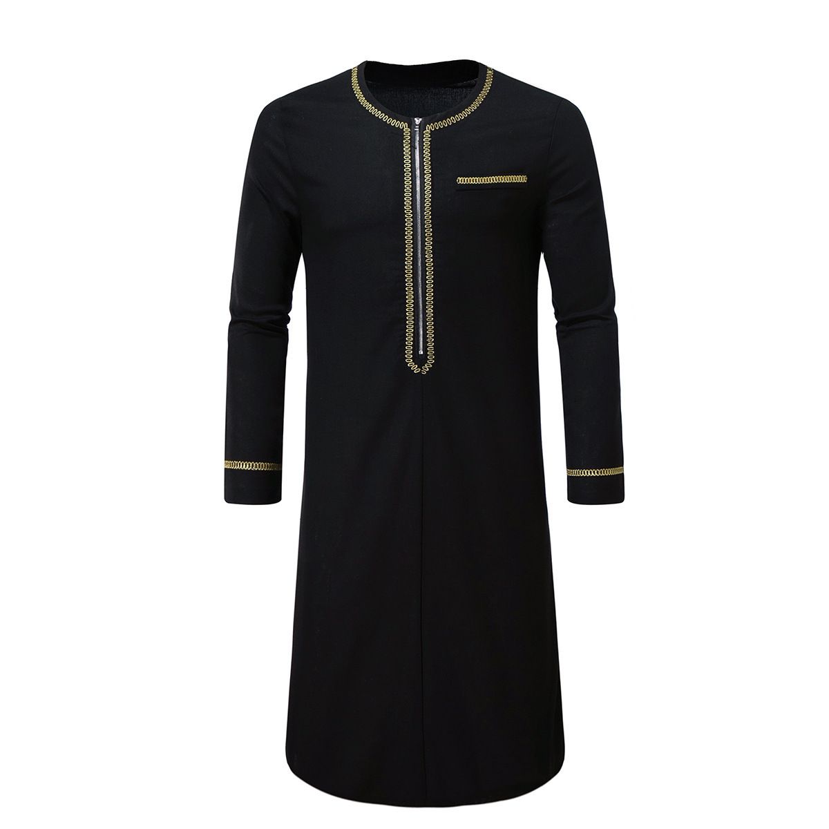 Men's Clothing Muslim Robe Embroidered Round Neck National Clothing_viptrois.com