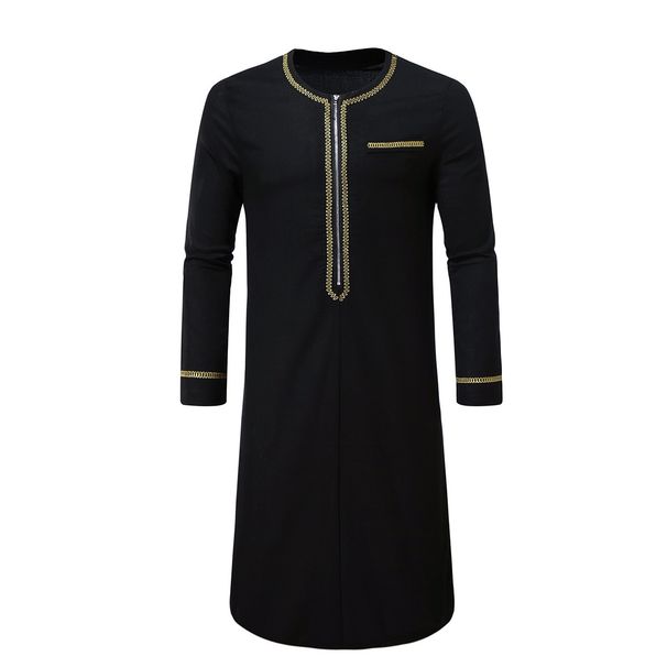 Men's Clothing Muslim Robe Embroidered Round Neck National Clothing_viptrois.com