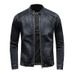 Men's Clothes Men's Stand Collar Dark Blue Motorcycle Vintage Zipper Denim Jacket Jacket Trend_viptrois.com