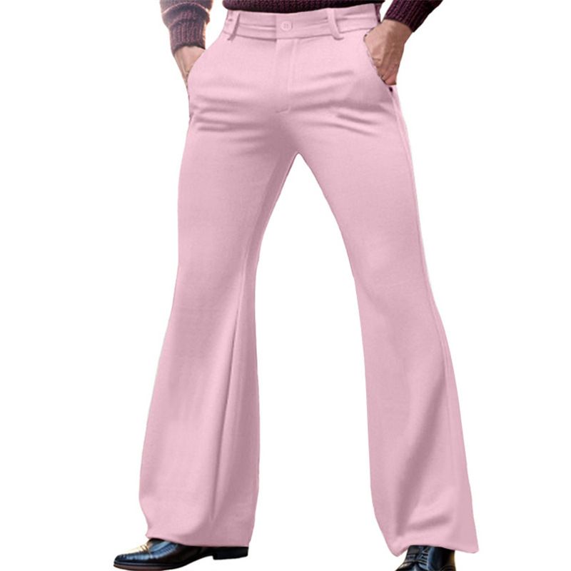 Men's Slim Fit Stretch Dress Pants – Business Casual Trousers With Slant Pockets & Flared Hem (S-XXXL, Solid Colors)_viptrois.com