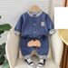 Spring And Autumn Baby Suit Bear Striped Suit High Waist Pp Pants Children's Coat Pants Two Piece Suit Trendy Split Suit_viptrois.com
