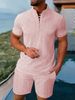 2025 New Men's Retro Jacquard Casual Henry Collar Short-sleeved Suit_viptrois.com