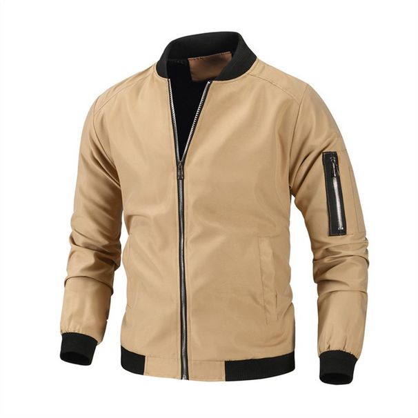 2025 Spring Autumn Fashion Outerwear Men's Stand Collar Splicing Long Sleeve Casual Zipper Baseball Jacket_viptrois.com
