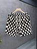 Unisex High Street Fashion Retro Checkerboard Print Summer Shorts Loose Fit Straight Leg 5-Pocket Casual Shorts_viptrois.com