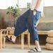 Cropped Men Summer Thin Loose Straight Leg Chinese Style Cotton Linen 7/8 Pants Casual Shorts_viptrois.com