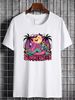 Summerween Skeleton Flamingo Halloween Summer Girl Women T-Shirt Top For Everyday Wear T-Shirt For Women Casual Stretched Female Women Top Graphic Tees Stylish Print Round Neck Short Sleeve Women Designer Clothes Streetwear Graphic Unisex Versatile_viptrois.com