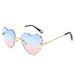 Gradient Heart Sunglasses – Peach Love Glasses With Metal Trim & Ocean Blue Lenses (Frameless Trendy Style)_viptrois.com