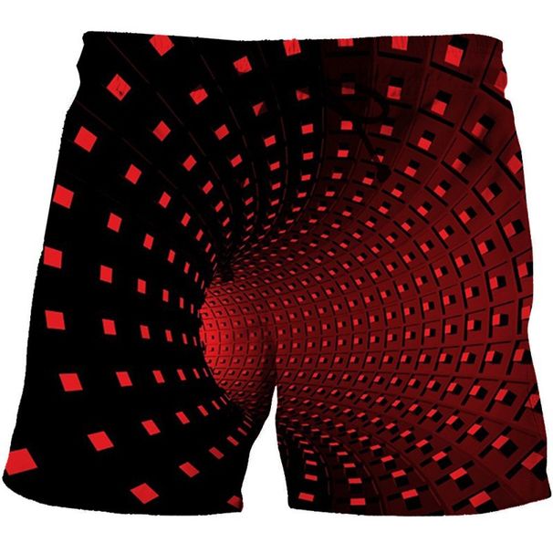 Men's Vortex Black Casual 3d Digital Printing Three-Dimensional Geometric Pattern Beach Pants Men's Shorts _viptrois.com