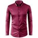 Men's Clothing four way stretch shirt men's color matching collar diamond button long sleeved shirt business casual men's shirt foreign trade _viptrois.com