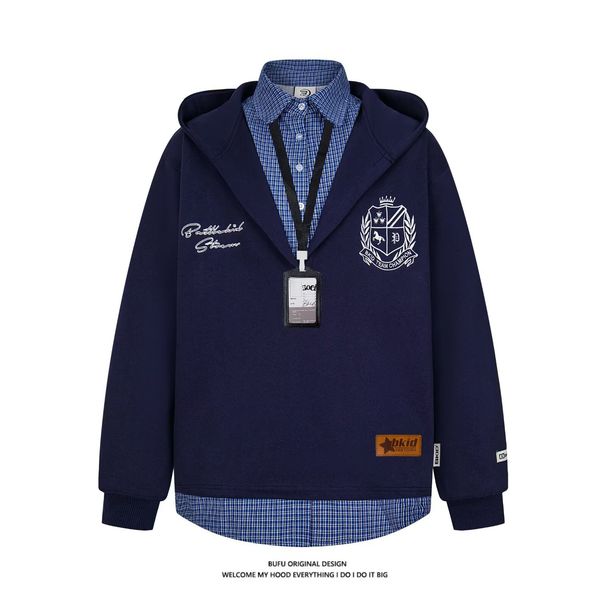 Checkered Hoodie Men's And Women's Loose Hoodie Top Casual Patchwork Jacket_viptrois.com