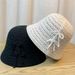 New Women's Versatile Spring/summer Bow Knitted Bowl Hat Women's Sunshade Fisherman Hat_viptrois.com
