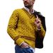 2026 European-USA Fashion Knitwear Pullovers Men's 100% Acrylic V-Neck Striped Splicing Long Sleeve Casual Loose Sweater_viptrois.com