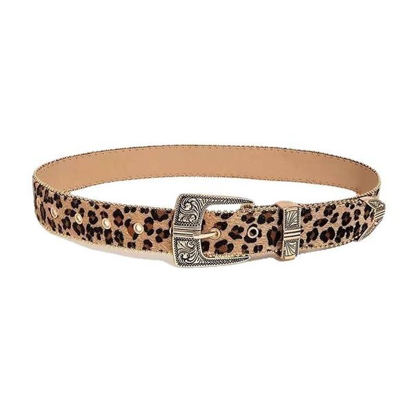 Women's Belts Retro Leopard Print Belt – Western Metal Buckle Wide Strap (Y2K & Statement)_viptrois.com