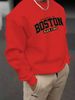 Autumn And Winter Men's Casual Loose, Simple And Fashionable Boston Black Golden Letter Graphicprint Round Neck Long Sleeved Sportswear_viptrois.com