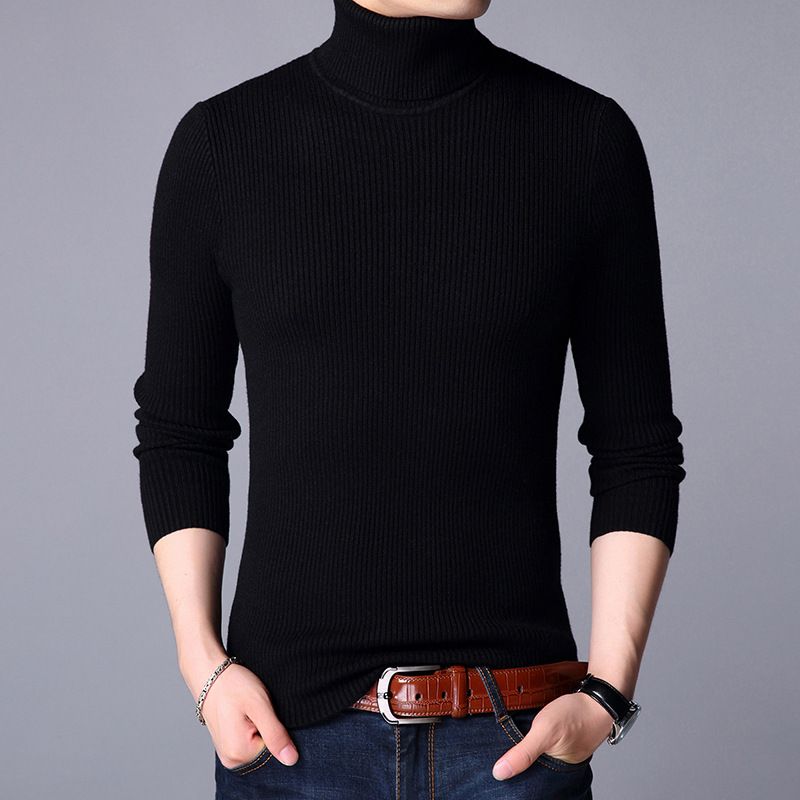 Men's High Neck Wool Sweater – Slim Fit Winter Thermal Pullover With Wrinkle-Free Treatment & Ribbed Hem (M-4XL, Minimalist Layering Essential)_viptrois.com