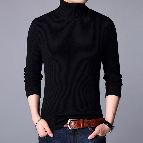 Men's High Neck Wool Sweater – Slim Fit Winter Thermal Pullover With Wrinkle-Free Treatment & Ribbed Hem (M-4XL, Minimalist Layering Essential)_viptrois.com