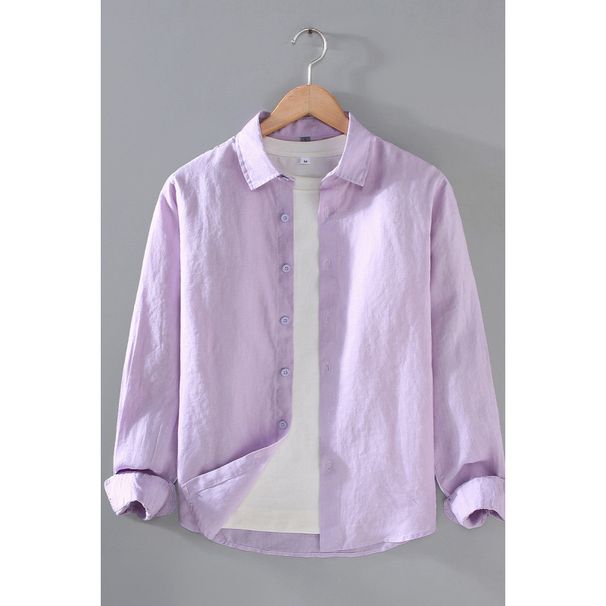 Pure Linen Men's Shirt Casual Collar Shirt Large Loose And Versatile Clothes Trendy_viptrois.com