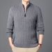 Men's Textured Half-Zip Sweater – Winter Knit Pullover With Chunky Cable Design (Black/Grey/Army Green/Khaki, S-Xxxl)_viptrois.com