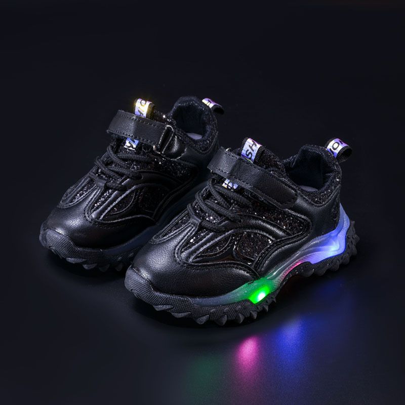 Children's Shoes Spring And Autumn Luminous Sports Shoes Boys And Girls Baby Lde Light Shoes Non Slip Leather Sequin Shoes 1 6 Years Old Light Shoes_viptrois.com