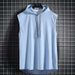 Men's Summer Fitness Hooded Vest Sleeveless Trendy Sports Top for Outdoor Wear_viptrois.com