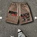 Men's Clothing Men's Distressed Washed Beach Shorts Street Style Printed Five Point Pants Money Pattern Ready_viptrois.com
