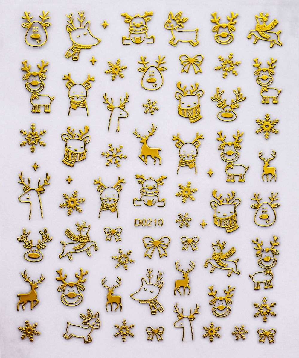 Nail Art Christmas sticker Red vintage elk Snowflake Snowman Christmas tree back nail sticker_viptrois.com