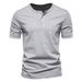 Men's Men's V-neck Short-sleeved T-shirt, Casual And Slim-fitting Sport, Henry Shirt, Solid-color T-shirt For Men_viptrois.com