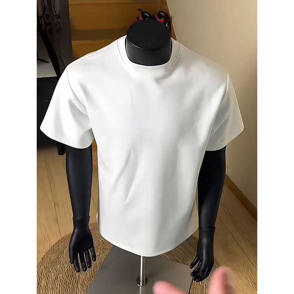 Men's Clothing White T Shirt For Men, Summer Short Sleeved Pure Cotton Heavyweight Fitness Short Sleeved Shirt._viptrois.com