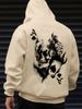 Men's Autumn And Winter Casual And Fashionable Loose Hooded Sweatshirt With Skull Pattern Printed Warm Long Sleeved Pullover_viptrois.com