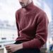 Men’s Chunky Knit Sweater - Oversized High Neck Pullover In Solid Colors (Light Grey/Burgundy/Dark Grey)_viptrois.com