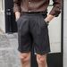 Italian Naples Trousers Men's Summer Short Suit Trousers Gurga Retro Temperament Dark Gray Shorts_viptrois.com