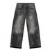 Men's Clothing New Raw Edge Washed Grey Jeans Men's Personalized Cat Whisker Loose Straight Wide Leg Trousers_viptrois.com