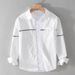 Spring And Autumn Men's Striped Embroidered Long-sleeved Shirts Are Trendy, Casual, Loose And Versatile For Young People_viptrois.com