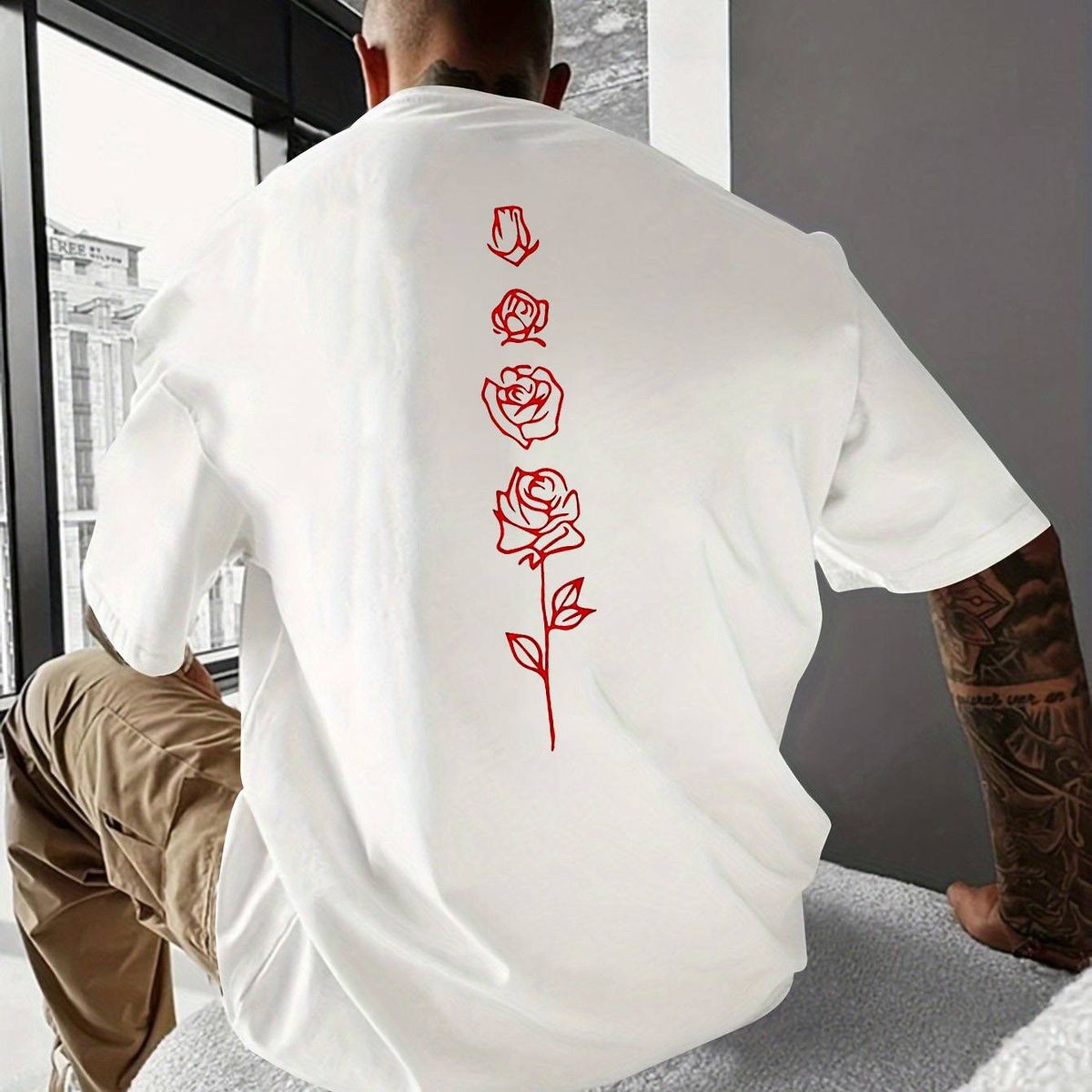 Men's Fashion Short-sleeved T-shirts Summer Slim-fit Pure Cotton Printed T-shirts Trendy Casual Versatile Tops_viptrois.com