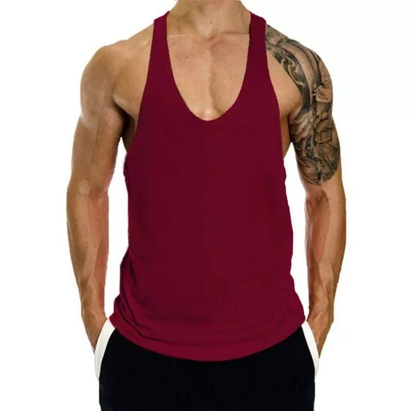 2025 New Basketball Training Muscle Fitness Vest For Men, Pure Color Sleeveless Bodybuilding I-back Vest_viptrois.com