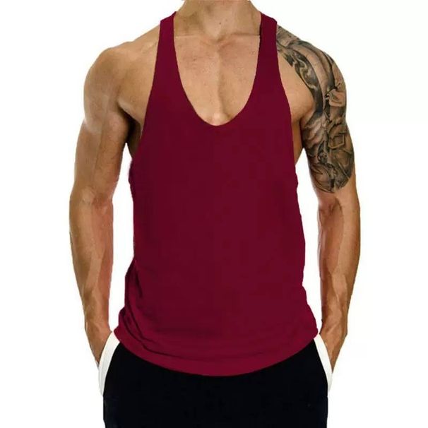 2025 New Basketball Training Muscle Fitness Vest For Men, Pure Color Sleeveless Bodybuilding I-back Vest_viptrois.com