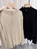 Men's Half-Zip Cable Knit Sweater – Winter Wool Pullover, Casual Long Sleeve Top For Autumn & Winter (Black, Clay)_viptrois.com